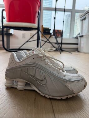 Nike White and Silver Shox Running Sneakers